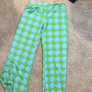All For Color Aqua and Lime flared leggings